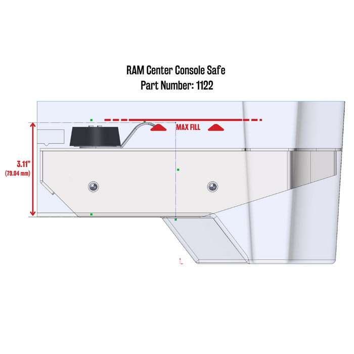 RAM 1500/2500/3500 Low-Profile Center Console Truck Safe: 2019-2024 (3.11" max fill line)